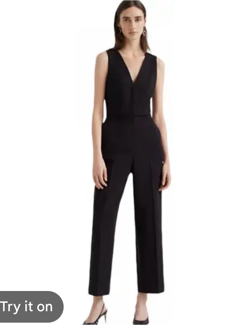 Club Monaco Black Sleeveless V-Neck Tailored Jumpsuit